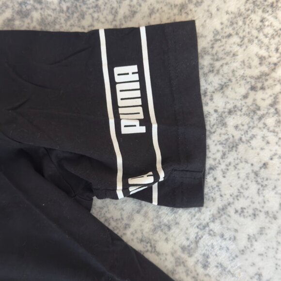 Puma Black & White Logo T-Shirt – Size L (14/16)- Small Bleach Stains - Picture 3 of 8